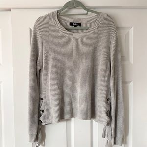 Lulus Gray Sweater with Ribbon Ties up the Side